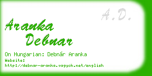 aranka debnar business card