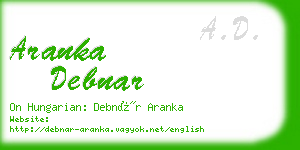 aranka debnar business card